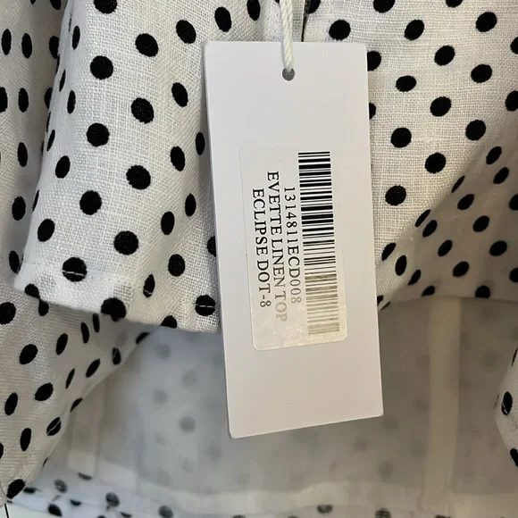 NWT Reformation Evette Linen Top in Eclipse Dot - Picture 4 of 9